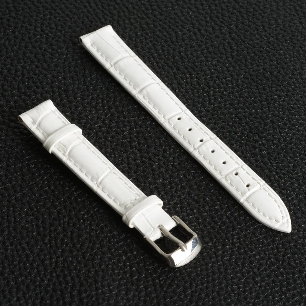 White Durable men women Genuine Leather watch strap for men & women 14 16 18 20 22mm genuine leather Watch Band Relojes Hombre