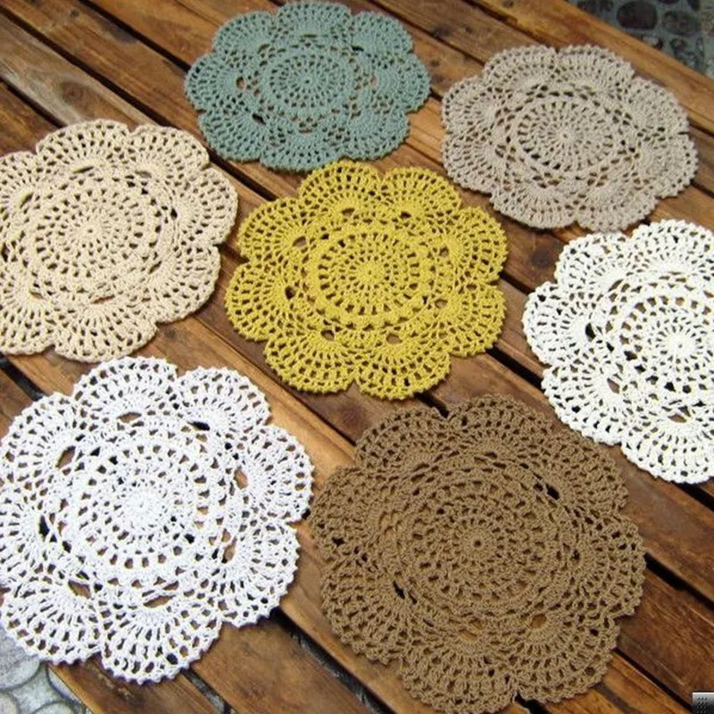 Handmade Crochet Placemat Classic Round Doilies Round Placemat Colorful Placemat Vintage Crocheted Doilies 20cm (8 inches)