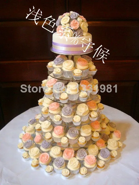 

6 Tier Crystal Clear Circle Round Acrylic Cupcake Tower Stand Wedding Birthday Cake Decorations acrylic cupcake stand decoration