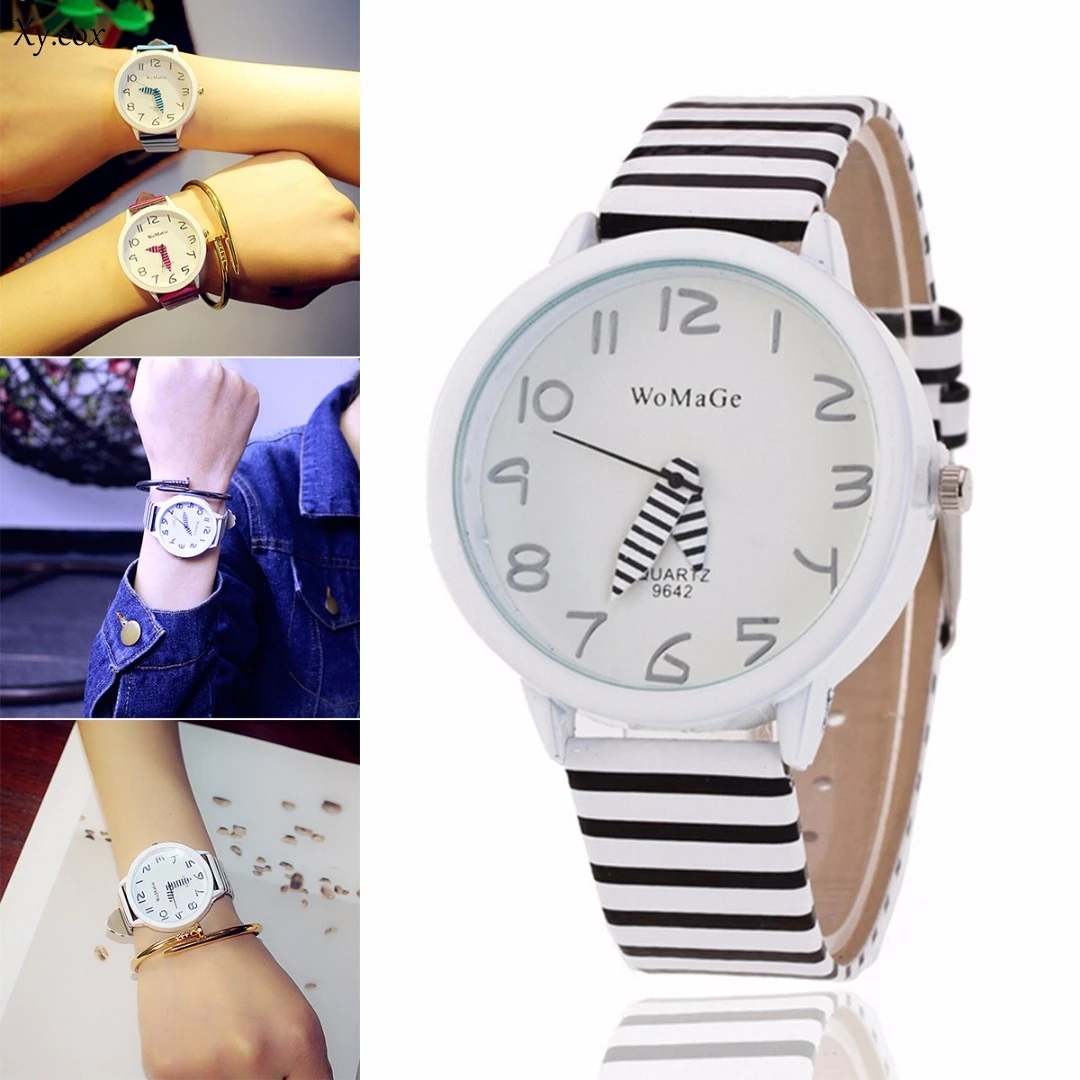 

Fashion Womens Zebra Stripes Faux Leather Quartz Dress Wrist Watch Gifts