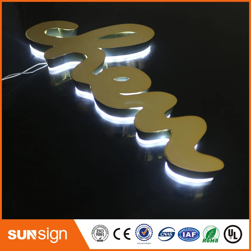 Sunsign impermeable LED halo iluminación acrílico letra del alfabeto de luz led