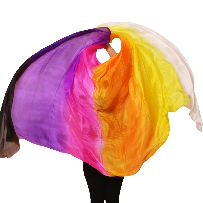 Voile de danse du ventre personnalisé 100% soie, écharpe teinte à la main, châle dégradé de 200cm, 250cm, 270cm, accessoires pour enfants et adultes