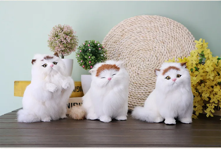 

3 pieces a set cute simulation cat toys polyethylene&furs yellow head cat models gift about 17x17x13cm 2890