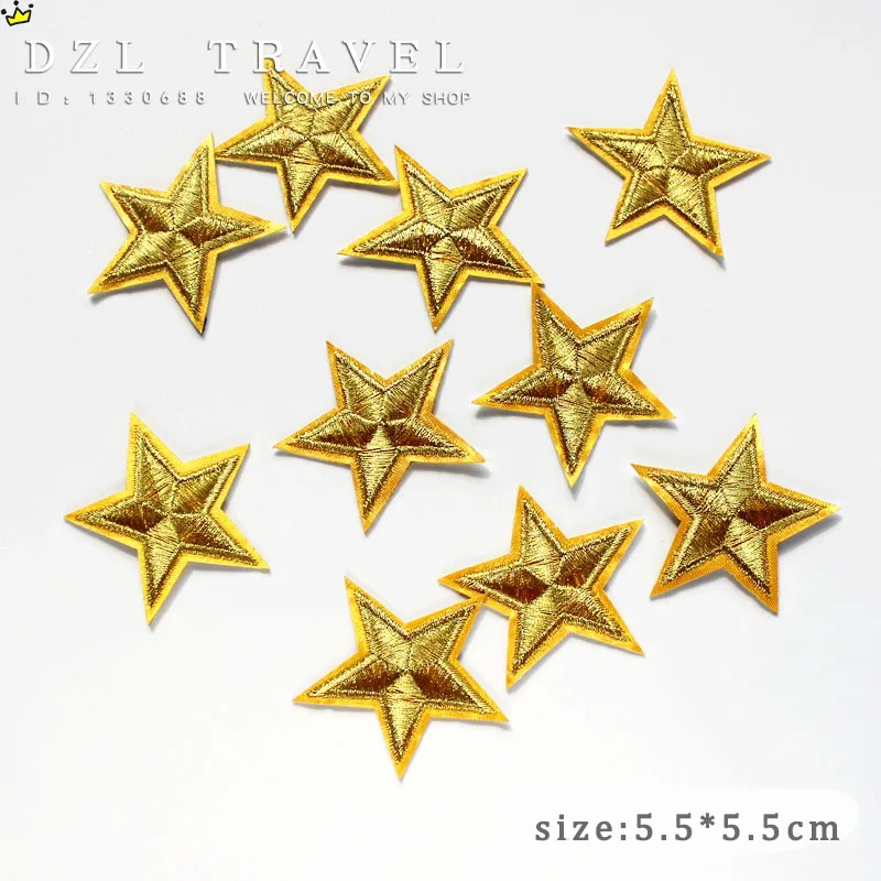 New arrival 10 pcs Gold Color little star Embroidered patches iron on cartoon Motif Applique DIY embroidery accessory