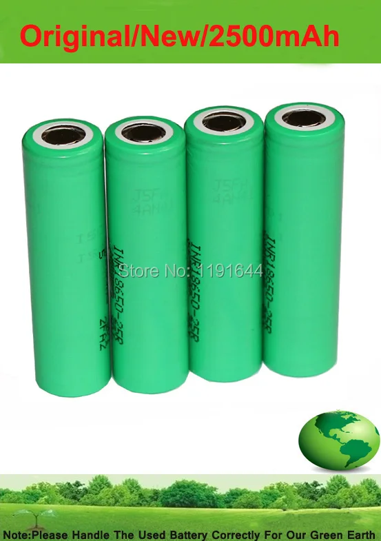 20PCS/LOT 3.6V INR18650-25R 18650 2500mAh High Drain 20A Discharge Battery for Samsung