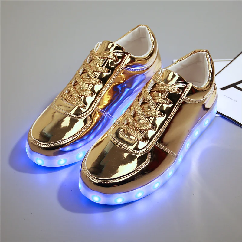 RayZing Gold Led Shoes Unisex size 35-44 Fashion Light Men high-quality casual Shoes tenis Shoes Outdoor travel dance Led