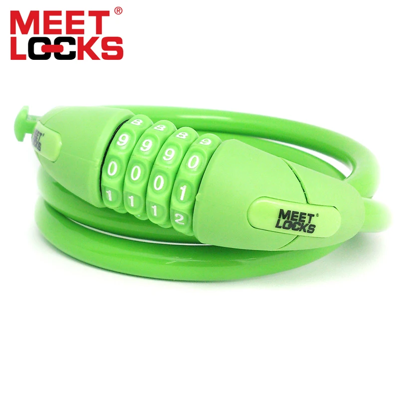 MEETLOCKS Bicycle Lock Steel Cable Chain Security Combination Coiled Cable Bicycle Lock Safety Bike Bicycle Accessories Bracket