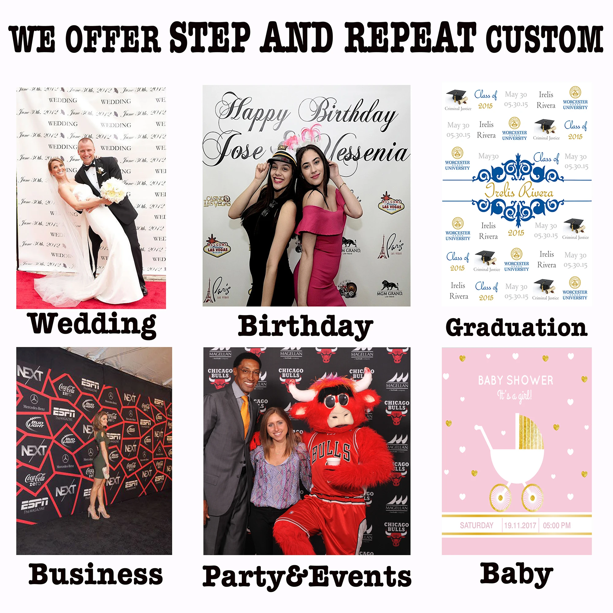 STEP AND REPEAT BACKDROP CUSTOM (YOUR CUSTOM LOGO)