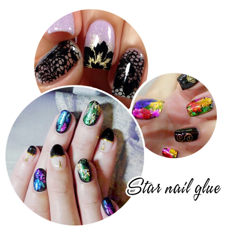 15 ml schnell trocknender Nagelkunstkleber für Folienaufkleber, selbstklebender Sternkleber, Maniküre-Dekoration, Werkzeug, Transferspitzen, Zubehör – Detail 2