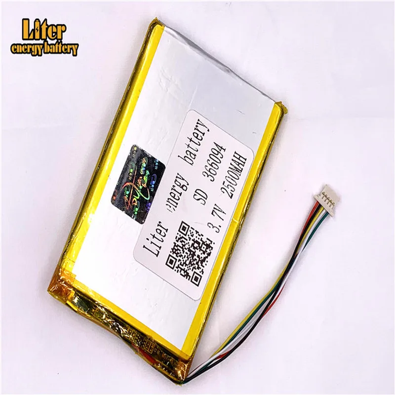 

plug 1.0-5P 366094 356095 2500mah 3.7V Li-ion Polymer Battery Rechargeable For tablet pc 7 inch MP4 MP5