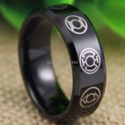 Free Shipping YGK JEWELRY Hot Sales 8MM Comfort Fit Green Lantern Darkest Night Black Edge Tungsten Wedding Ring