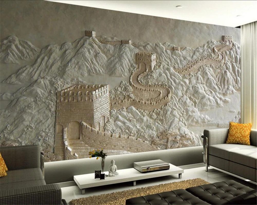 

Beibehang Custom Wallpaper Great Wall Relief Chinese TV Background Wall Mural Design Living Room Bedroom wallpaper for walls 3 d