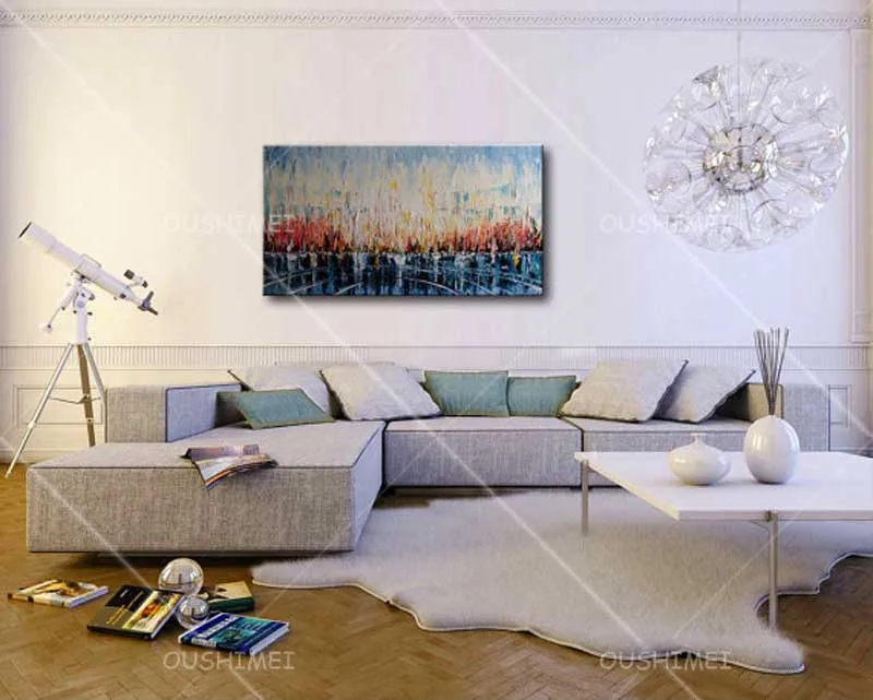 Pure Hand-painted Landscape Oil Painting on Canvas Beautiful Cityscape Oil Painting for Living Room New York Landscape Painting