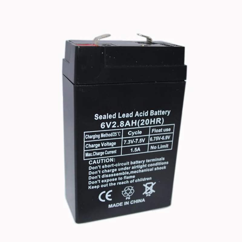 6V 2.8AH Battery Lead Acid Rechargeable Storage Batteries Power Supply for Children\'s Car Desk Lamp LED Lights Electronic Scales