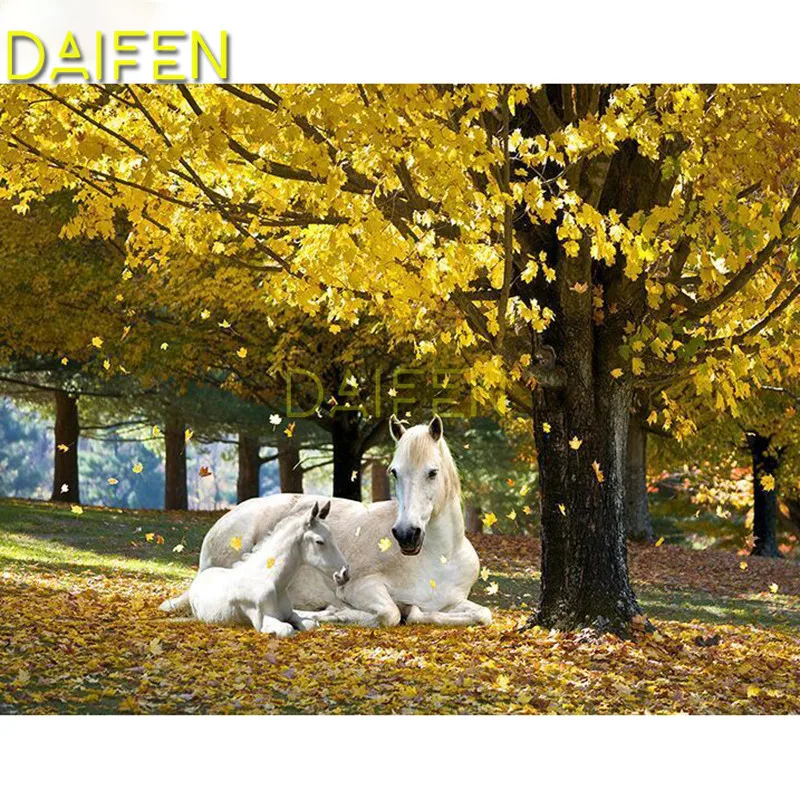 DIY 3D Diamond mosaic Full Round Diamond embroidery Full Square Diamond painting Cross stitch forest trees fallen horses