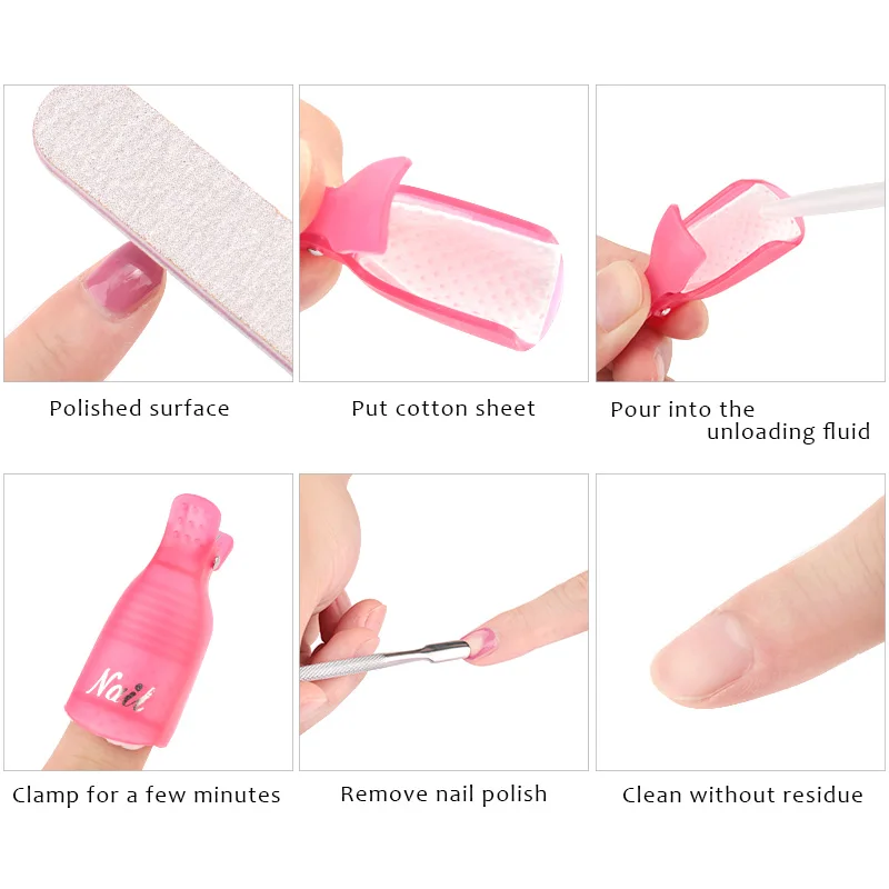 พลาสติก Nail Art Soak Off Cap Clips UV Penghapus Kuteks Gel Wrap เครื่องมือของเหลวสำหรับกำจัดเจลแต่งเล็บเครื่องมือ