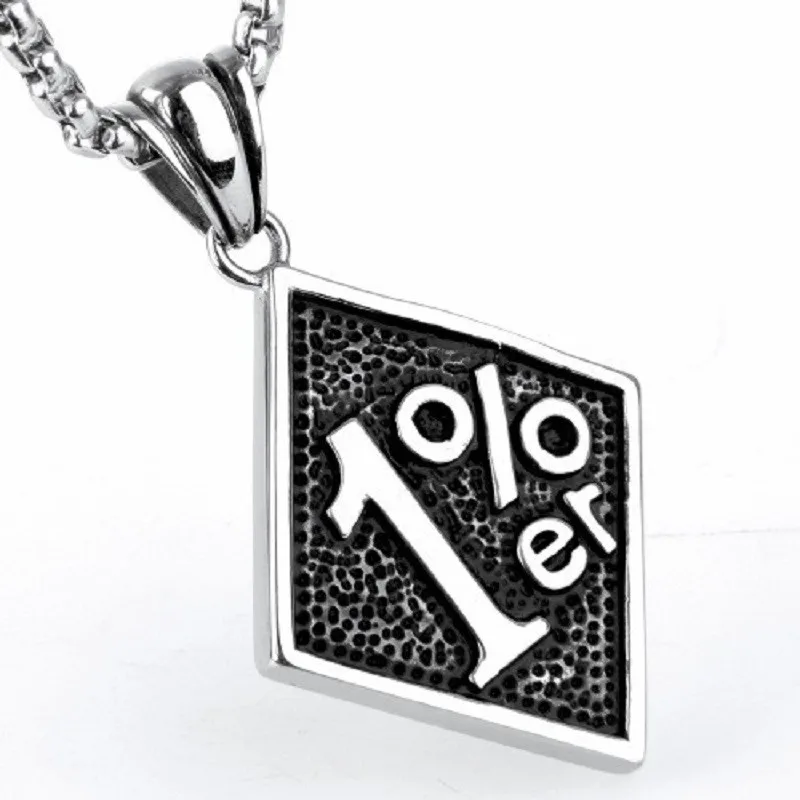 Men Silver color 316L Stainless Steel 1%ER Motorcycle Club Biker Pendant Men\'s Jewelry