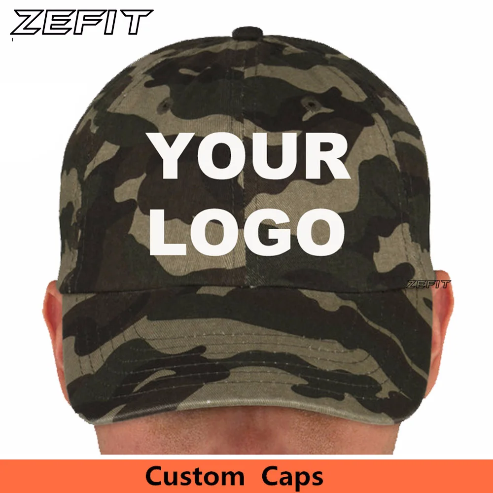 Custommade Camouflage Cotton Curve Bill Baseball Caps Free Embroidery Logo Vintage Camo Adjustable Dead Soft Unstructured Hat