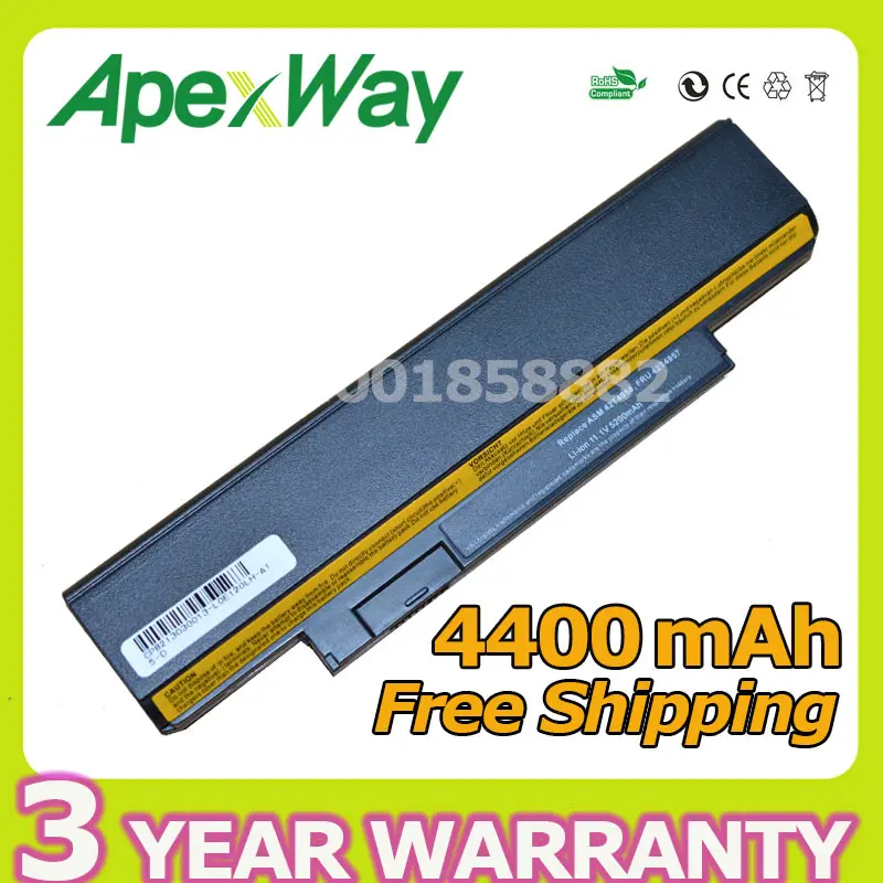 

Apexway 4400mAh 11.1v laptop battery for Lenovo E120 E125 E320 E325 ASM 0A36290 0A36292 42T4948 FRU 42T4947 6 cells