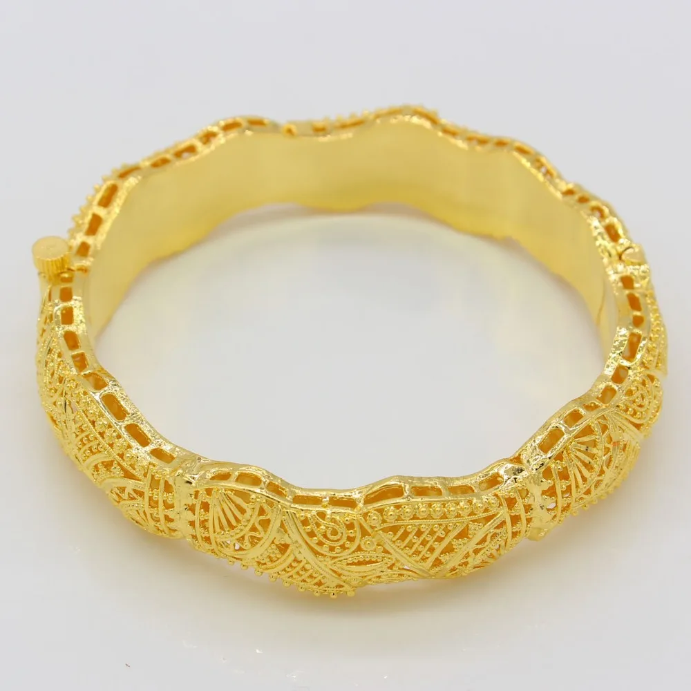 Dubai Bangles For Women/Girls 24k Gold Color/Copper Bangles&Bracelet African/Arab/Kenya/Middle Easter Party Gifts
