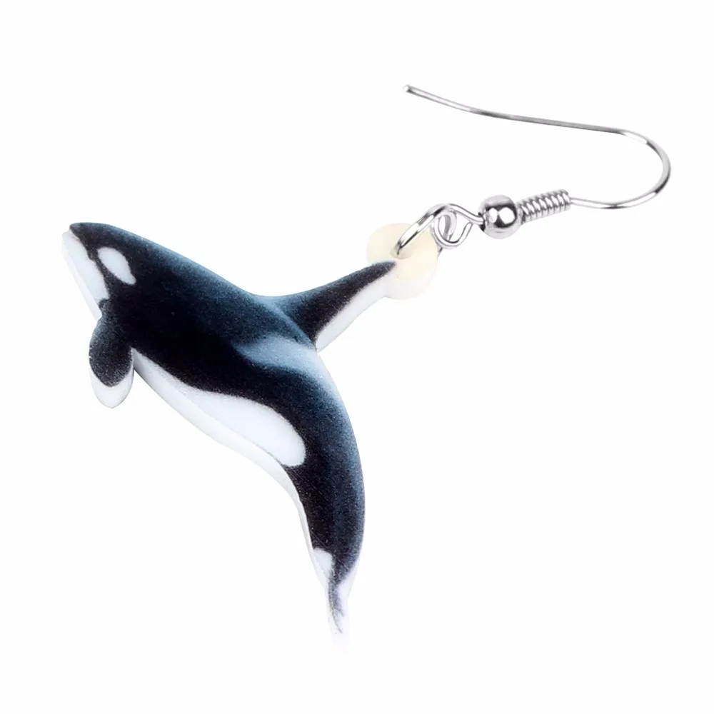 Bonsny Acrylic Ocean Killer Whale Earrings Big Long Dangle Drop Animal Whale Jewelry For Women Girls Gifts Accessories Bijoux