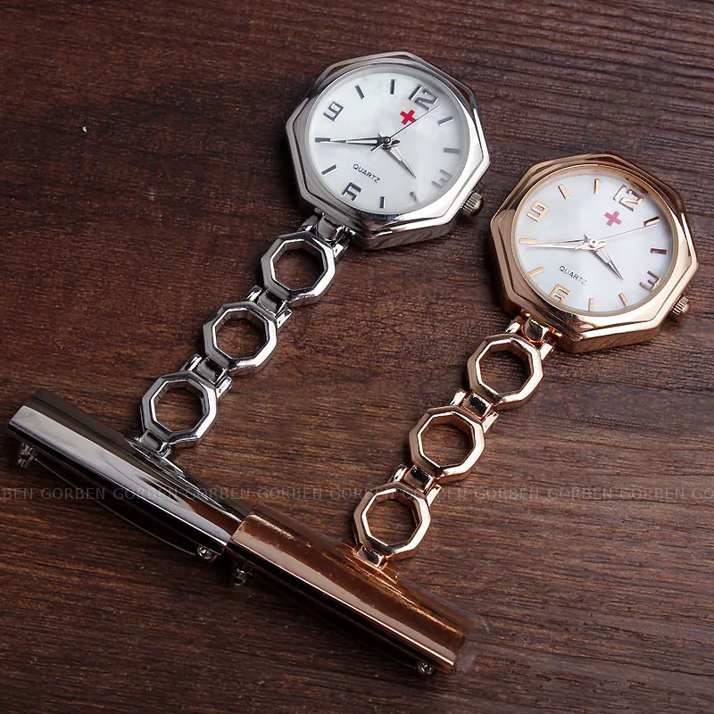 Paramedic Brooch Clip-on Rose Gold Silver Fob Nurse Pocket Watch Stainless Steel Nursing Clock For Doctors Medicals Gifts