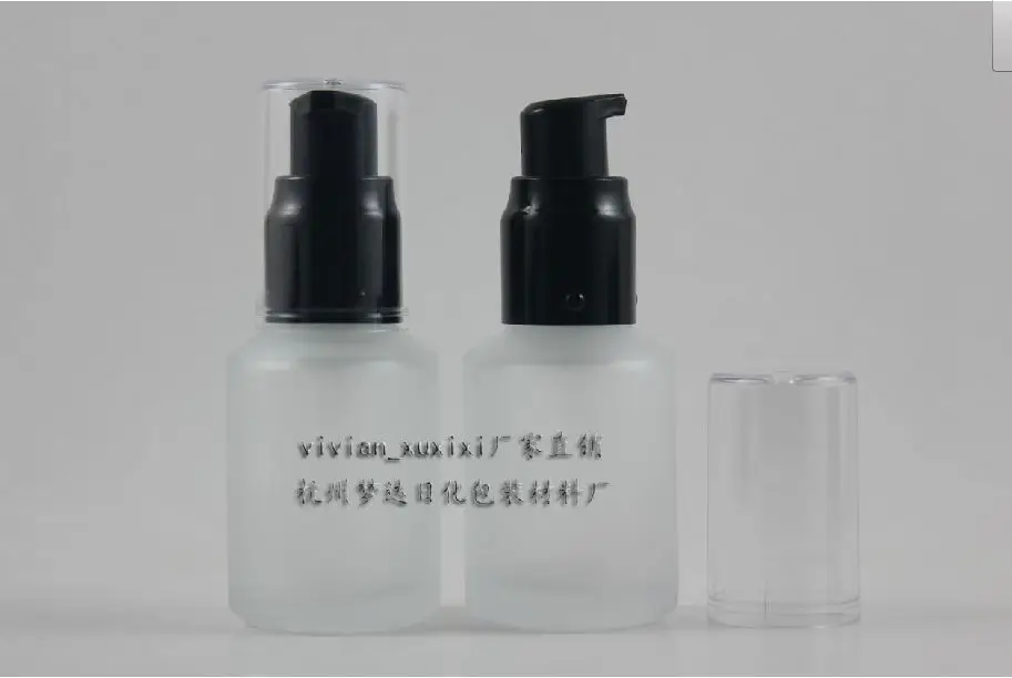 

50pcs wholesale 1oz clear frost round lotion bottle, 30ml glass cosmetic bottle, 1 ounce cosmetic container for liquid cream