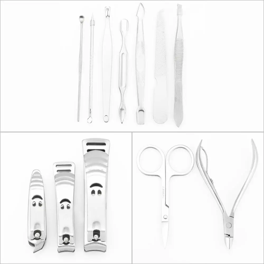 12 قطعة الفولاذ المقاوم للصدأ مسمار الفن مجموعة تشذيب الأظافر أطقم الأدوات الأظافر المقص مقص الملقط سكين مانيكير الحال بالنسبة مجموعة العناية بالقدمين