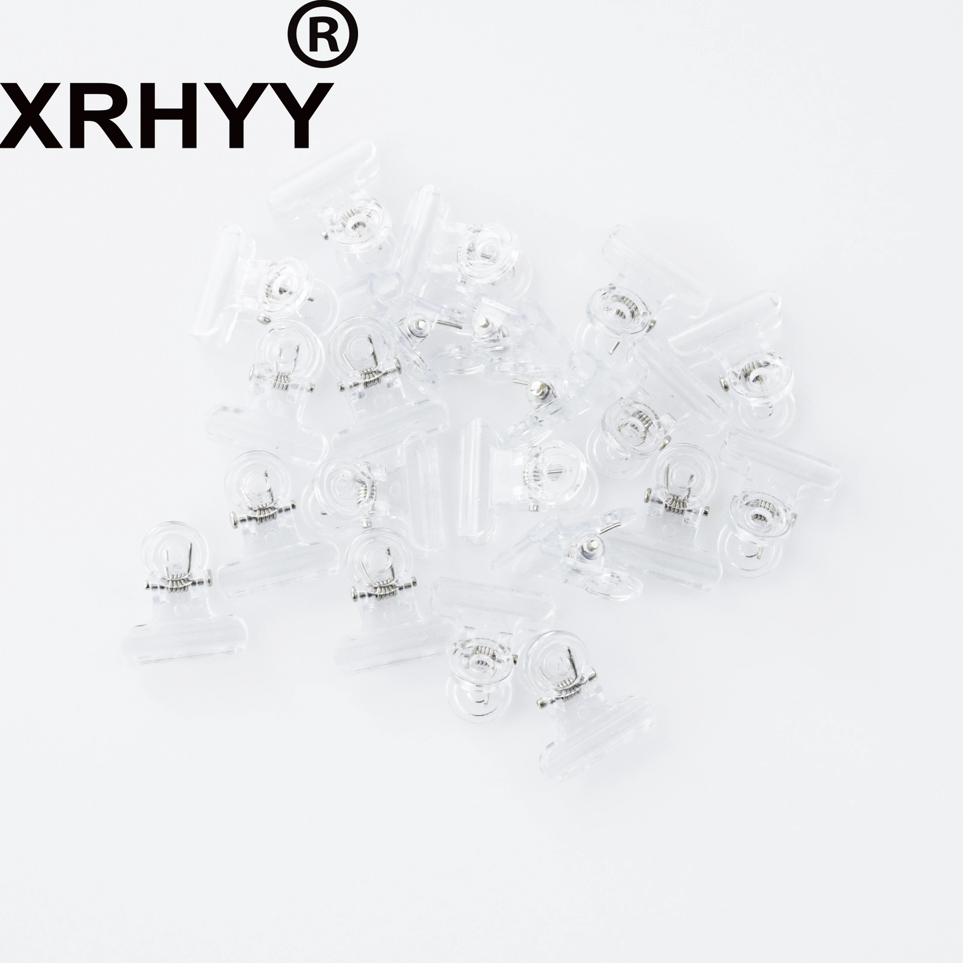 

XRHYY 20 Pieces Mini Clear Color Plastic Bulldog Hinge Paper Clip File Paper Clamps For Office And School ( 2 CM )