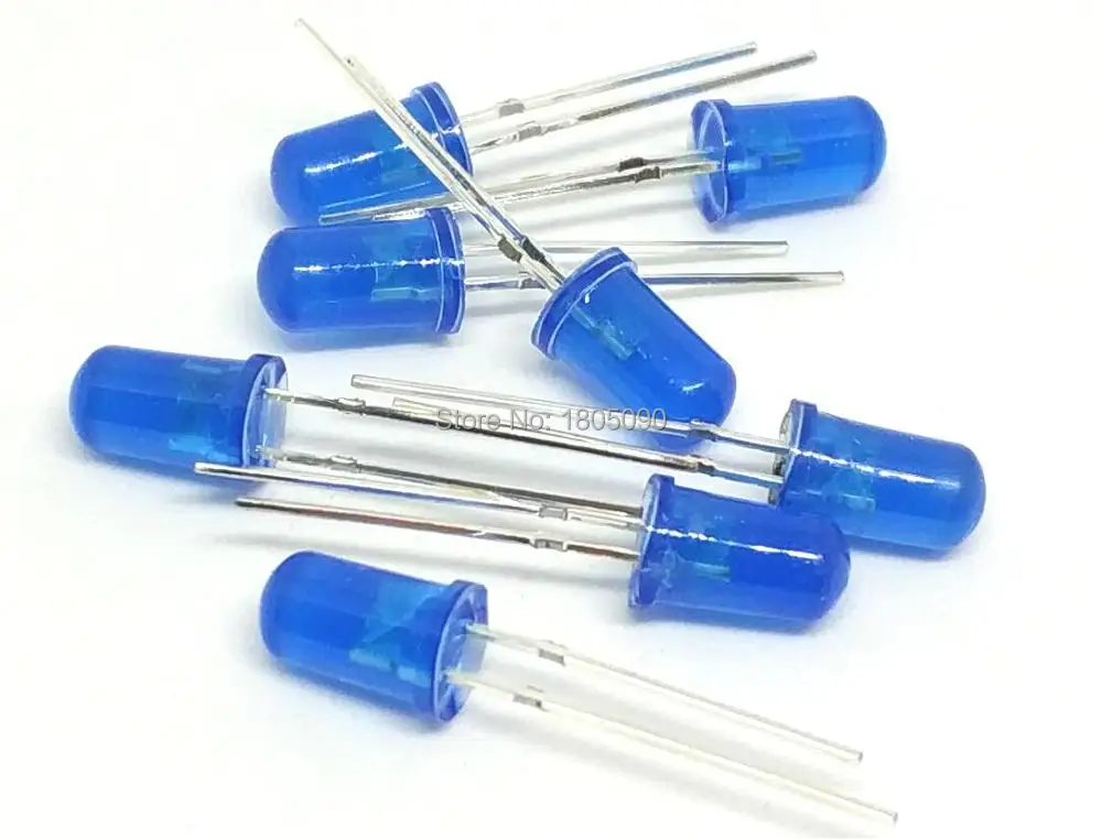 

Светодиод 5 мм синий 100 шт. F5 светодиод 5 мм синий DIP2 Короткие ножки 5 мм светодиод синий