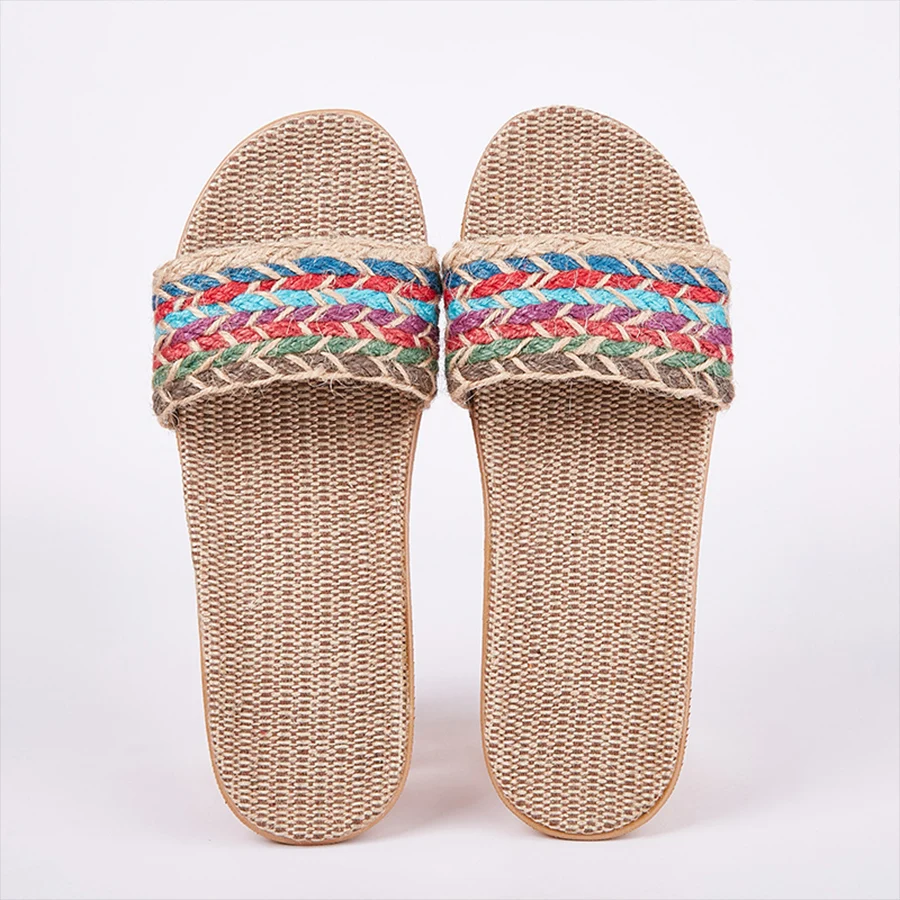 LCIZRONG Summer 21 Colors Flax Home Slippers Men 35-45 Size Beach Floor Comfortable Flat Slippers Unisex Bedroom Flip Flops