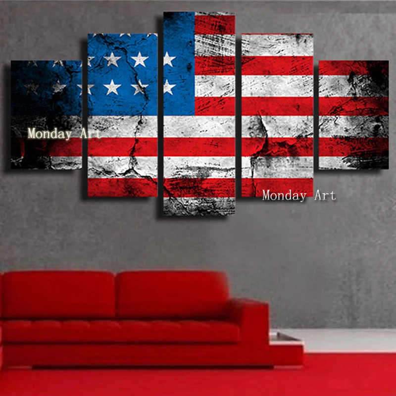 Aritist handmade canvas painting USA flag modern picture art wall decora home decora artwork canvas art painting for living room