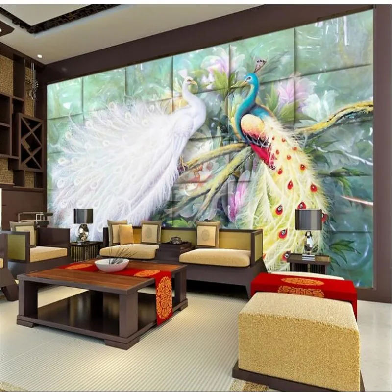 

wellyu Custom large - scale murals Millennium Peacock Love 3D background wallpaper wallpaper papel de parede para quarto