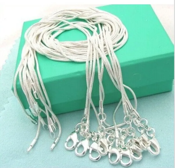 10 pcs / lot Promotion! Wholesale S925 Silver color Necklace, Fashion - Jewelry Snake Chain 1mm Necklace 16 18 20 22 24 