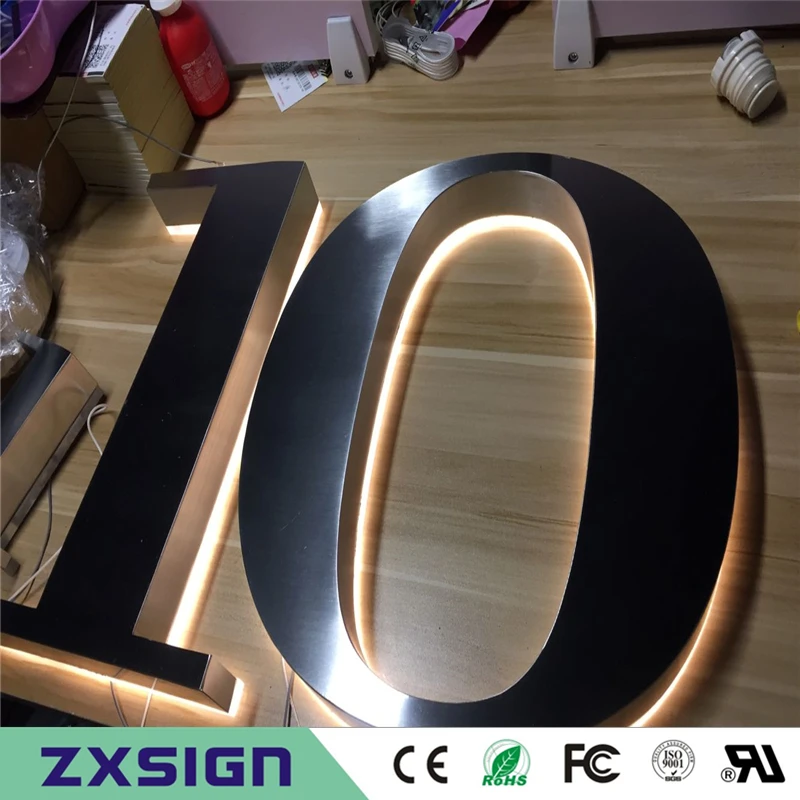 5 "Hoge Back Lit Rvs Led Huis Nummer, 12Cm Hoge 3D Led Doorplate Nummer, led Light-Up Addresshouse Nummers