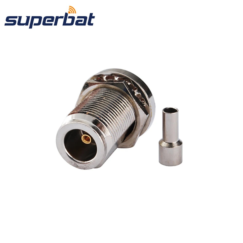 Superbat N Type Vrouwelijke Socket Krimp Met Schot Rechte Coaxiale Connector Voor Rg174 Rg178 1.13Mm, 1.37Mm Kabel