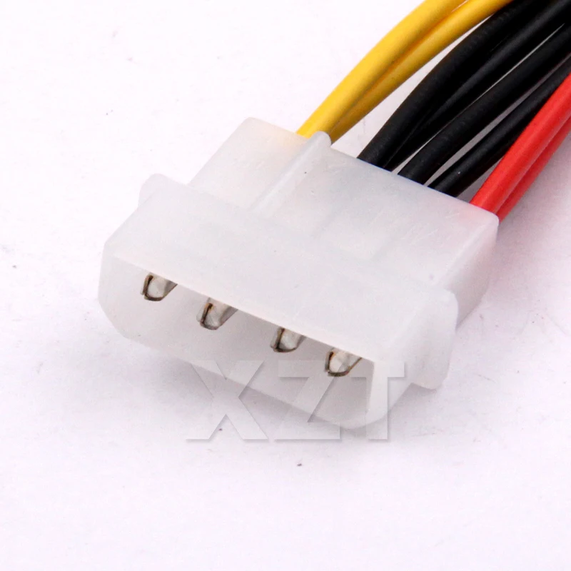 1pcs 4 Pin IDE Molex to 2 of 15 Pin Serial ATA SATA HDD Power Adapter Cable Dual Hard Drive Cable for PC