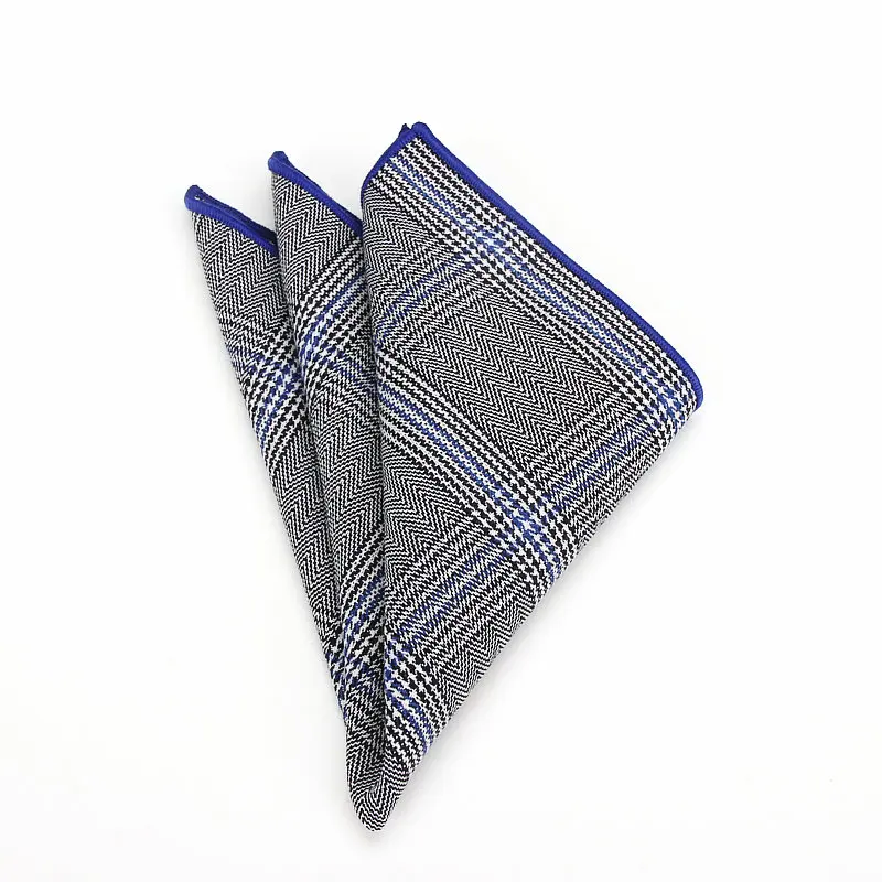 Brand New Men Handkerchief Plaid Solid Pattern Hanky Business Casual Pocket Square for Men Chest Towel Wedding Hankies Red Blue