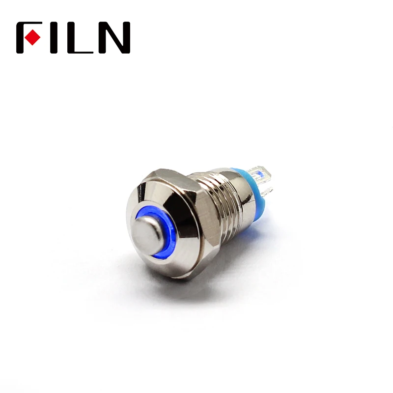 8MM high head with LED 3V 1.8V Metal Button Switch Momentary push button auto reset waterproof illuminated