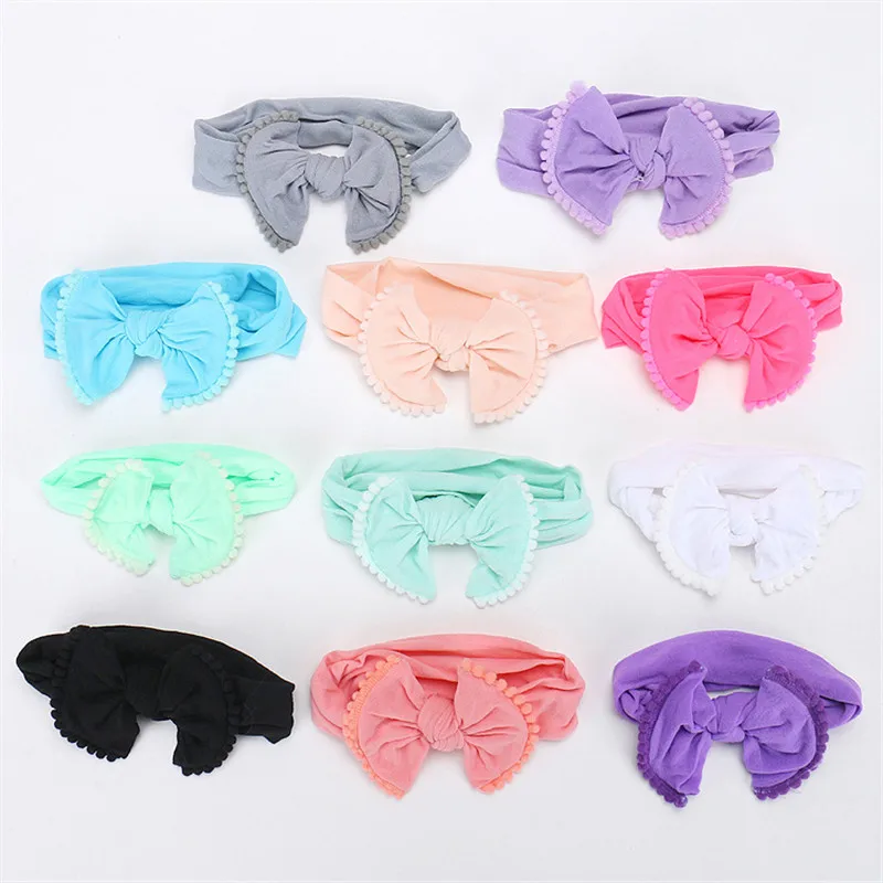 2018 New 10pcs/lot Girls Knot Bow pantyhose Nylon Headbands Elastic Head Bands tooth bandeau bebe Turban Hair Accessories