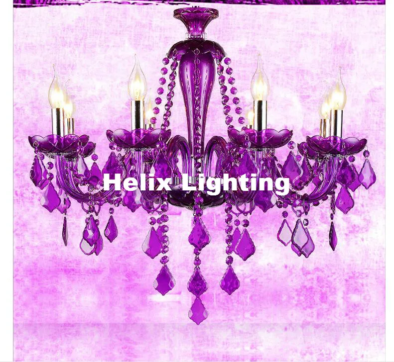 Tiffany Purple Decora Modern Luxurious Export Purple Crystal Chandelier 6/8/10/15Arms Export Class A Indoor Crystal Chandeliers