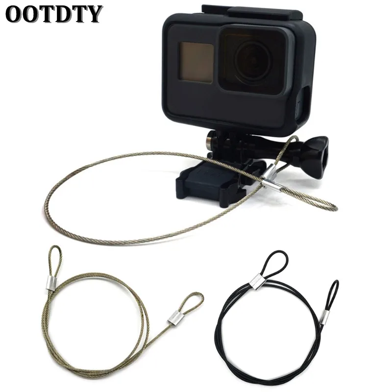 OOTDTY Safety Strap Stainless Steel Tether Lanyard Wrist Hand 60cm For GoPro Camera New