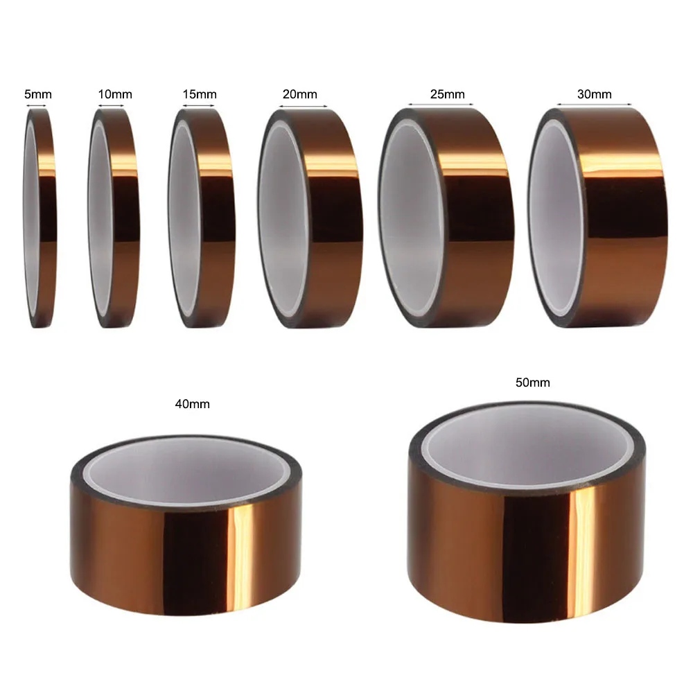 1pcs 33meter x 5 - 50mm One-side Self-adhesive High Temperature Heat Resistant Polyimide Tape