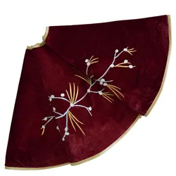 Sorrento 36inch/42inch/50inch Burgundy Velvet Christmas tree skirt Berry Embroidery skirt Christmas Decoration