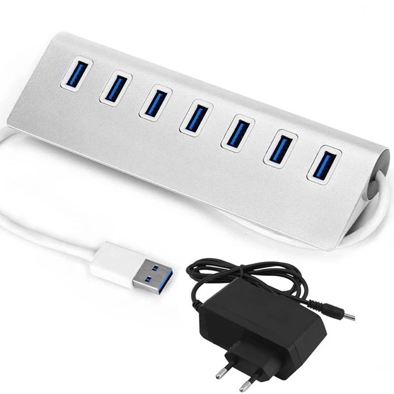 USB HUB 3.0 7 Ports Multi Splitter With Power Adapter Switch Hab High Speed 5Gbps For Macbook Pro Laptop PC Computer Accessories