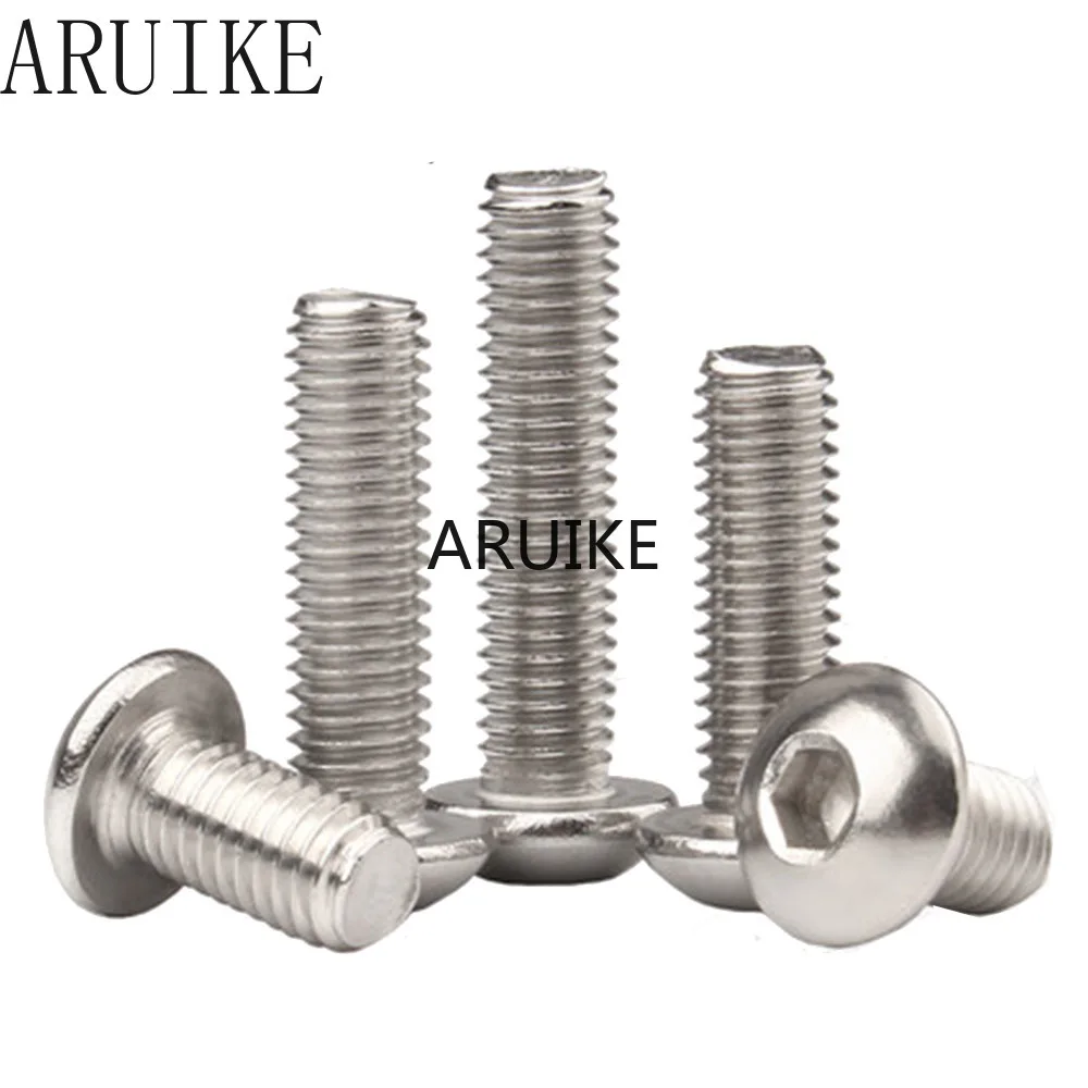 50pcs/Lot M5x20 mm M5*20  yuan cup Half round head 304 Stainless Steel Hex Socket Head Cap Screw Bolts