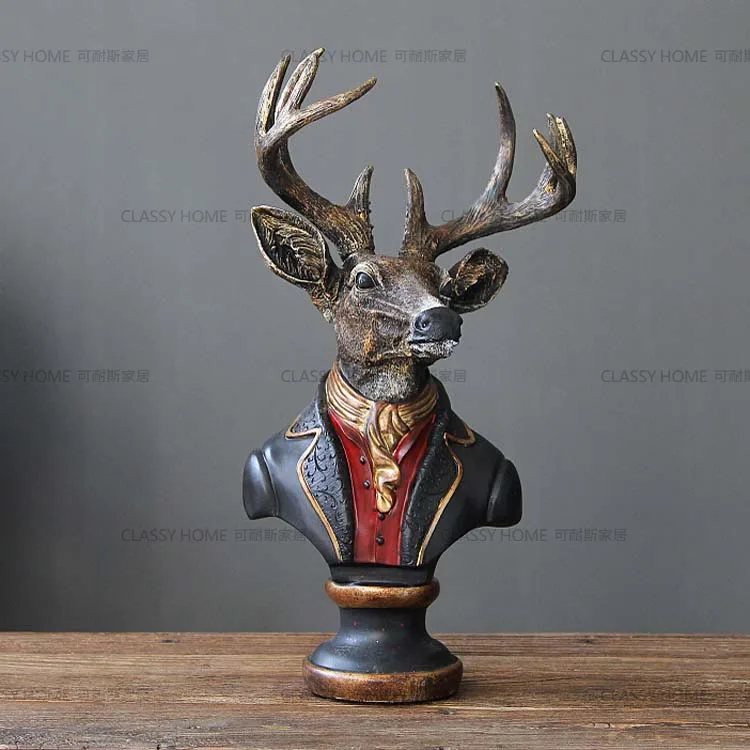 The deer bust Home Furnishing retro jewelry ornaments beauty of the French Mediterranean European pastoral village