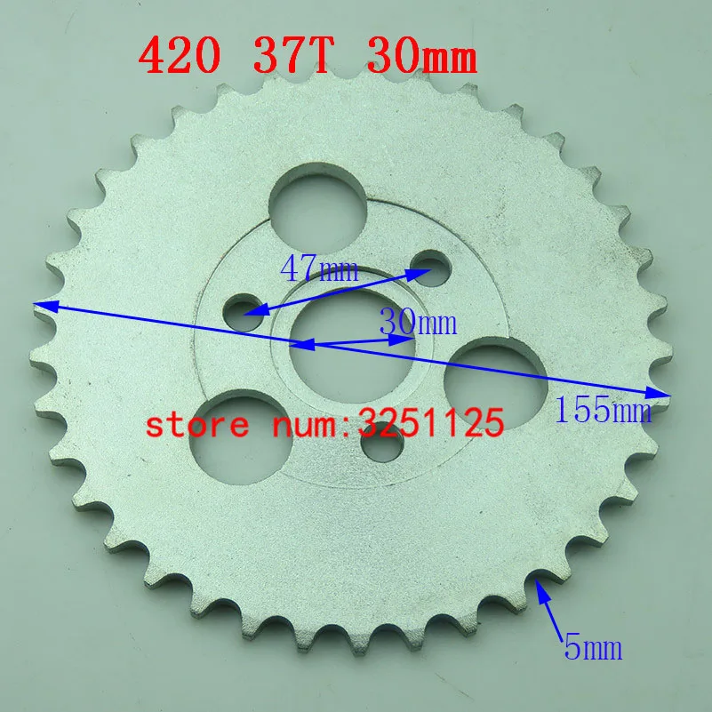 Free shipping Motorcycle Drive system 420 37T tooth 30mm rear chain sprockets for   dirt bike pit  moto monkey