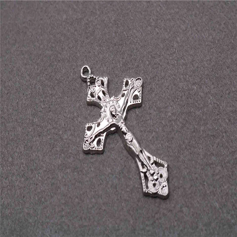 100 pieces / Amulet of Jesus Cross Medal, religious Jesus classic cross, Christ rosary cross