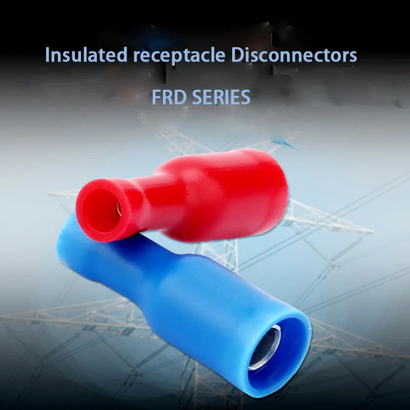 FRD2 series 100PCS/Bag insulated receptacle disconnectors Cable Connector wire terminals full insulating terminals